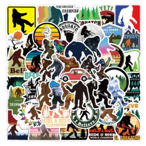 50 Unique Bigfoot & Outdoor Nature Vinyl Stickers - Perfect for Luggage, Skateboards, Water Bottles, Bumpers & Snowboards!