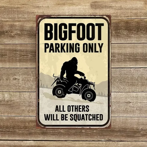 Vintage Bigfoot Parking Only Tin Sign - Perfect Wall Decor for Any Room! - Image 4
