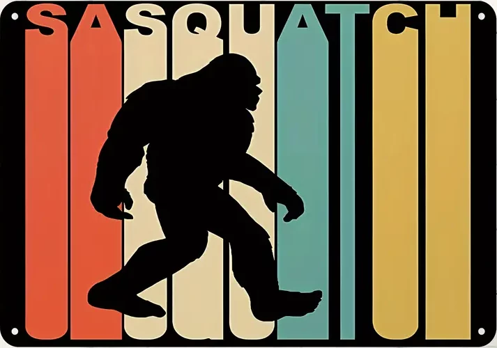 Retro 1970’s Style Sasquatch Silhouette, Metal Sign