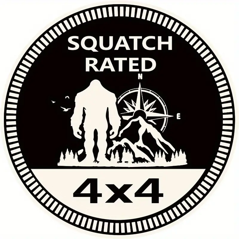 Squatch Rated 4×4 Bigfoot with Compass Metal Badge Rated Car Emblem