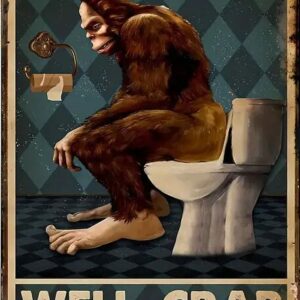 Bigfoot Rustic Retro Canvas Print Restroom Well Crap Vintage Looking Canvas Print