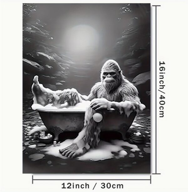 Sasquatch in Bathtub Canvas Art Poster - Frameless Wall Decor for Living Room & Bedroom, 12x16 inches - For Art Lovers - Perfect Gift for Home Decor Enthusiasts