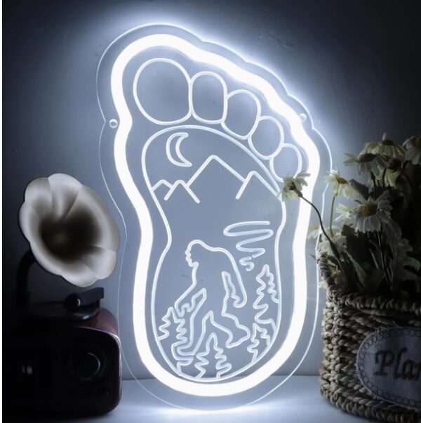 White Sasquatch Neon Sign, Bigfoot Mountain Forest Design, USB Powered Wall Hanging Light, Switch Control, Multipurpose Decor for Bedroom, Hallway, Garage, Man Cave, Kids Room, Birthday Party Gift for Fans and Friends