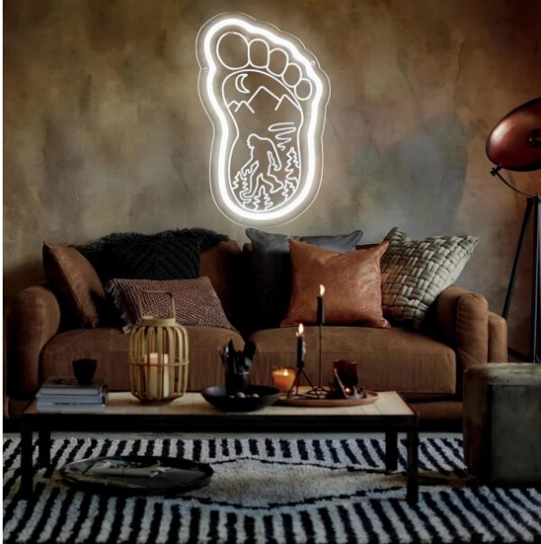 White Sasquatch Neon Sign, Bigfoot Mountain Forest Design, USB Powered Wall Hanging Light, Switch Control, Multipurpose Decor for Bedroom, Hallway, Garage, Man Cave, Kids Room, Birthday Party Gift for Fans and Friends