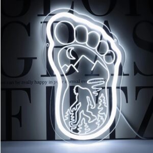 White Sasquatch Neon Sign, Bigfoot Mountain Forest Design, USB Powered Wall Hanging Light, Switch Control, Multipurpose Decor for Bedroom, Hallway, Garage, Man Cave, Kids Room, Birthday Party Gift for Fans and Friends