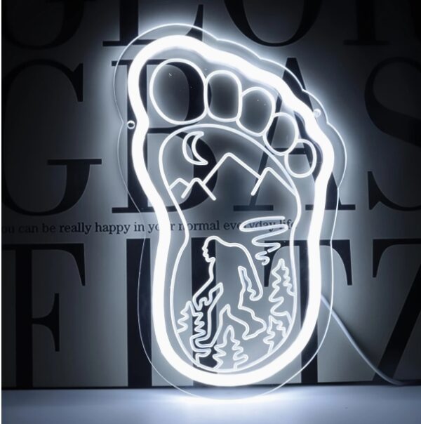 White Sasquatch Neon Sign, Bigfoot Mountain Forest Design, USB Powered Wall Hanging Light, Switch Control, Multipurpose Decor for Bedroom, Hallway, Garage, Man Cave, Kids Room, Birthday Party Gift for Fans and Friends