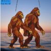 Sasquatch Couple SunCatcher Bigfoot Walking window decor 7 x 8
