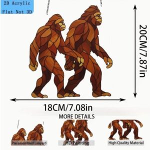 Sasquatch Couple SunCatcher Bigfoot Walking window decor 7 x 8