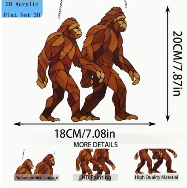 Sasquatch Couple SunCatcher Bigfoot Walking window decor 7 x 8