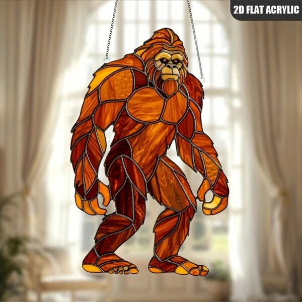 Bigfoot Acrylic Sun Catcher - Waterproof Animal Theme Hanging Window Decoration, Suitable for Home And Garden, Ideal for Rooms And Outdoor Use.