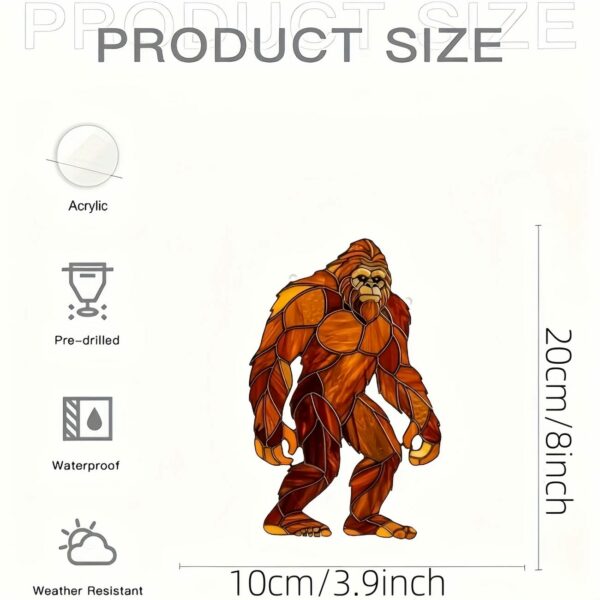 Bigfoot Acrylic Sun Catcher - Waterproof Animal Theme Hanging Window Decoration, Suitable for Home And Garden, Ideal for Rooms And Outdoor Use.