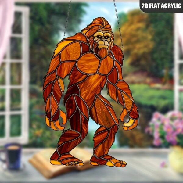 Bigfoot Acrylic Sun Catcher - Waterproof Animal Theme Hanging Window Decoration, Suitable for Home And Garden, Ideal for Rooms And Outdoor Use.
