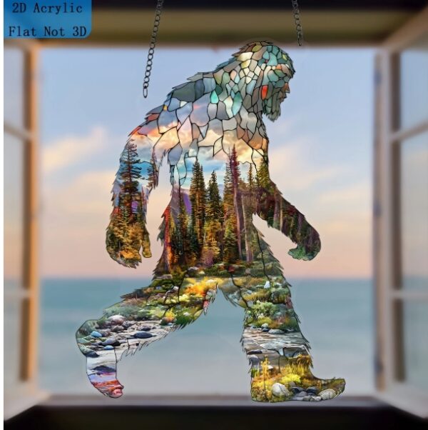 Bigfoot, Suncatcher (5.9inx7.87in) tinted window hanging, Men's gift, holiday decoration, Women's gift, birthday gift, spring decoration, wall decoration, home decoration, couple gift, suncatchers