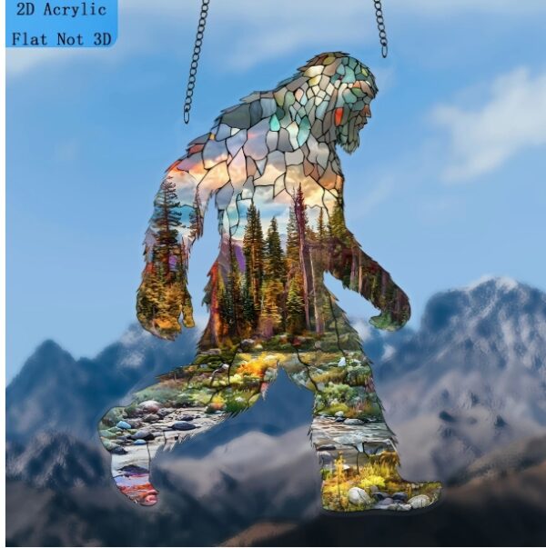 Bigfoot, Suncatcher (5.9inx7.87in) tinted window hanging, Men's gift, holiday decoration, Women's gift, birthday gift, spring decoration, wall decoration, home decoration, couple gift, suncatchers