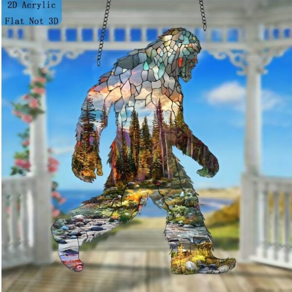 Bigfoot, Suncatcher (5.9inx7.87in) tinted window hanging, Men's gift, holiday decoration, Women's gift, birthday gift, spring decoration, wall decoration, home decoration, couple gift, suncatchers