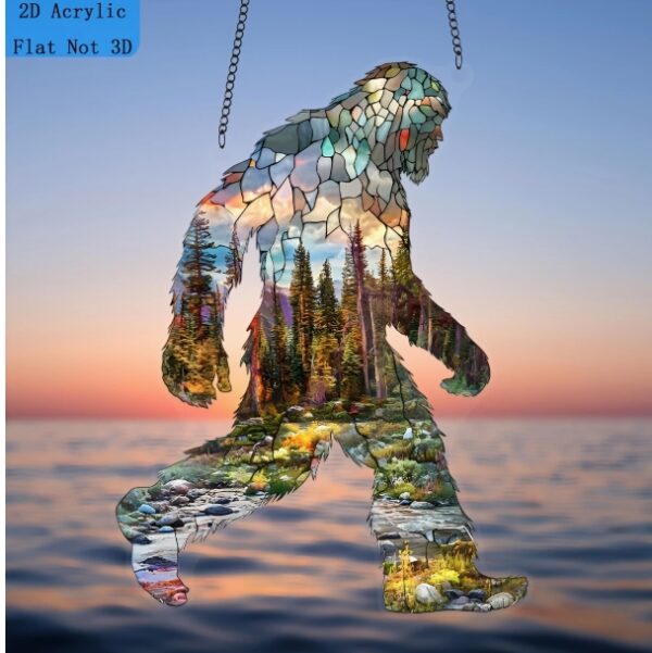Bigfoot, Suncatcher (5.9inx7.87in) tinted window hanging, Men's gift, holiday decoration, Women's gift, birthday gift, spring decoration, wall decoration, home decoration, couple gift, suncatchers
