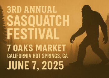 The 3rd Annual Sasquatch Festival is happening on June 7, 2025, at 7 Oaks Market, about an hour north of Porterville, CA, up Highway 56. Expect robotic dinosaurs, face painting, ga