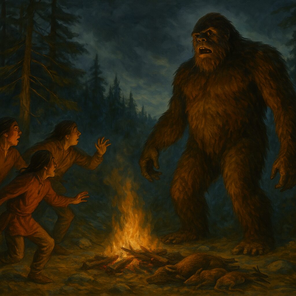 Sasquatch legend and story of young hunters who took more game than needed and were warned by Sasquatch