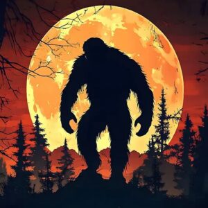 Bigfoot & Moonlit Forest Party Banner – 32 x 48 Polyester - Sasquatch Approved