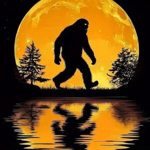 2D Door Banner 1pc Bigfoot Silhouette Moonlight Garden Flag - Durable Polyester, Weather-Resistant Outdoor Decor for Yards, Patios & Homes, No Power Required, Mystical Forest Theme with Full Moon & Pine Trees Design, Camping Flags