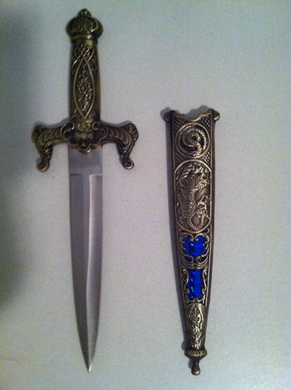 Mongolian Knife with Jeweled Scabbard