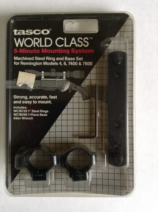 Tasco World Class Steel Ring & Base Set - Reminton Models 4, 6, 7400 & 7600 - WC1829/72D
