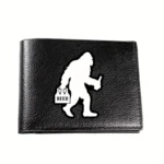 1pc Sasquatch Beer Design Men's Wallet - Crocodile-Textured Faux Leather Bifold with Card Slots & Coin Pocket, Compact Casual Style for Everyday Carry, Beerthemed Accessory, Humorous Illustration, Textured Finish