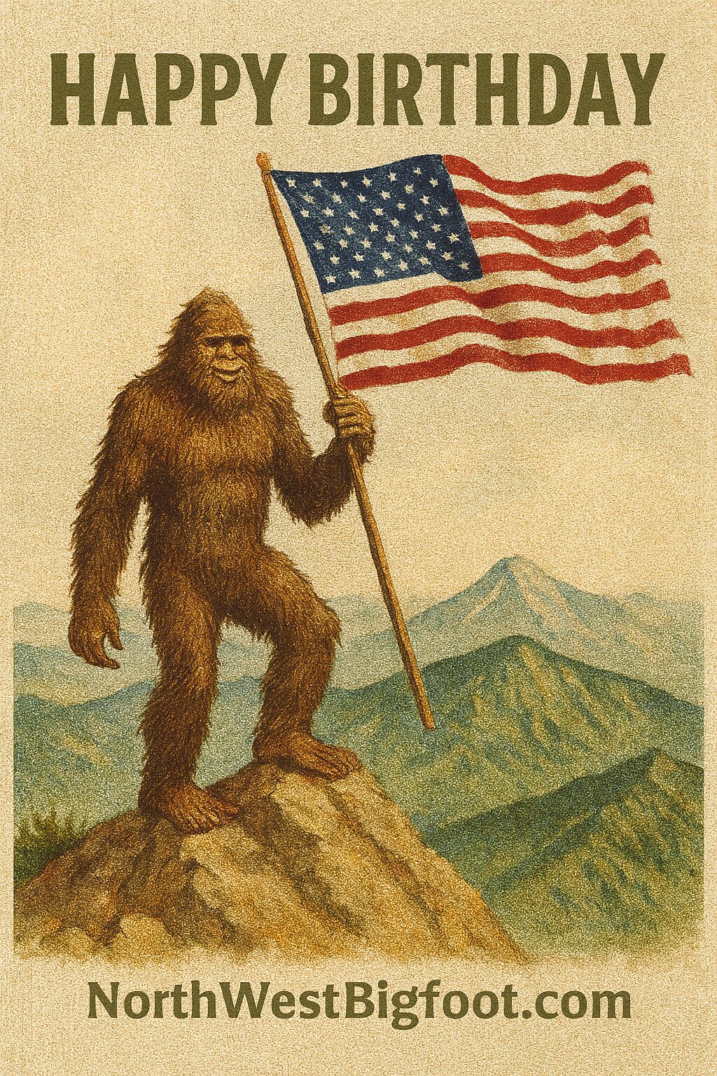Bigfoot Birthday - USA Flag 1