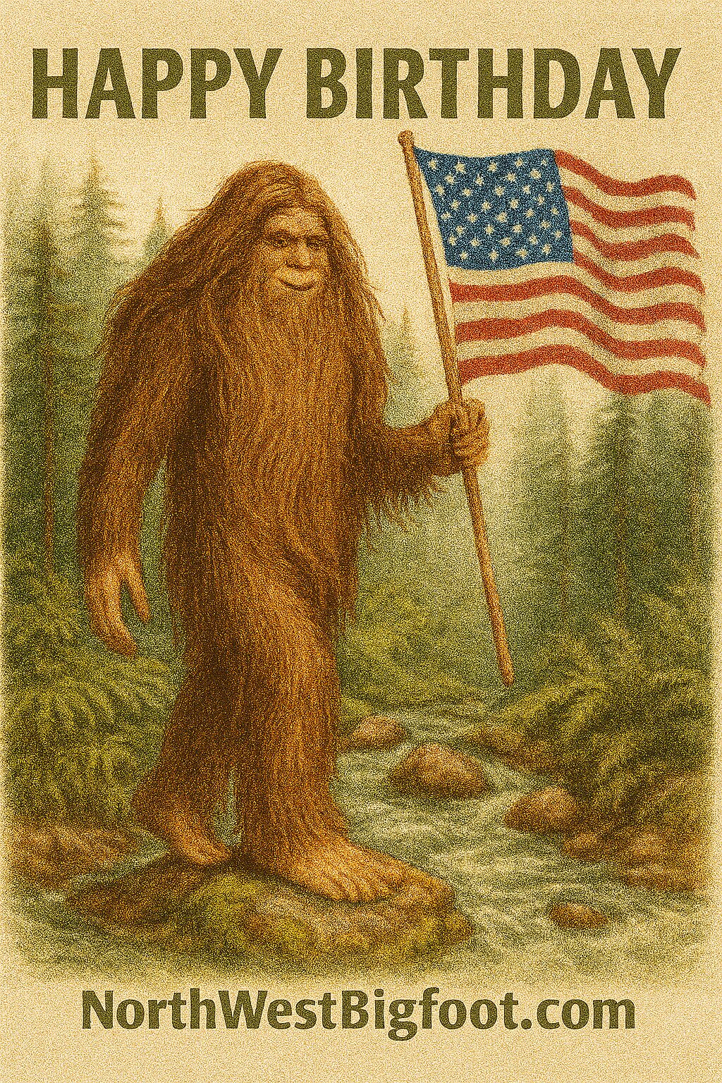 Bigfoot Birthday eCards - USA Flag #3