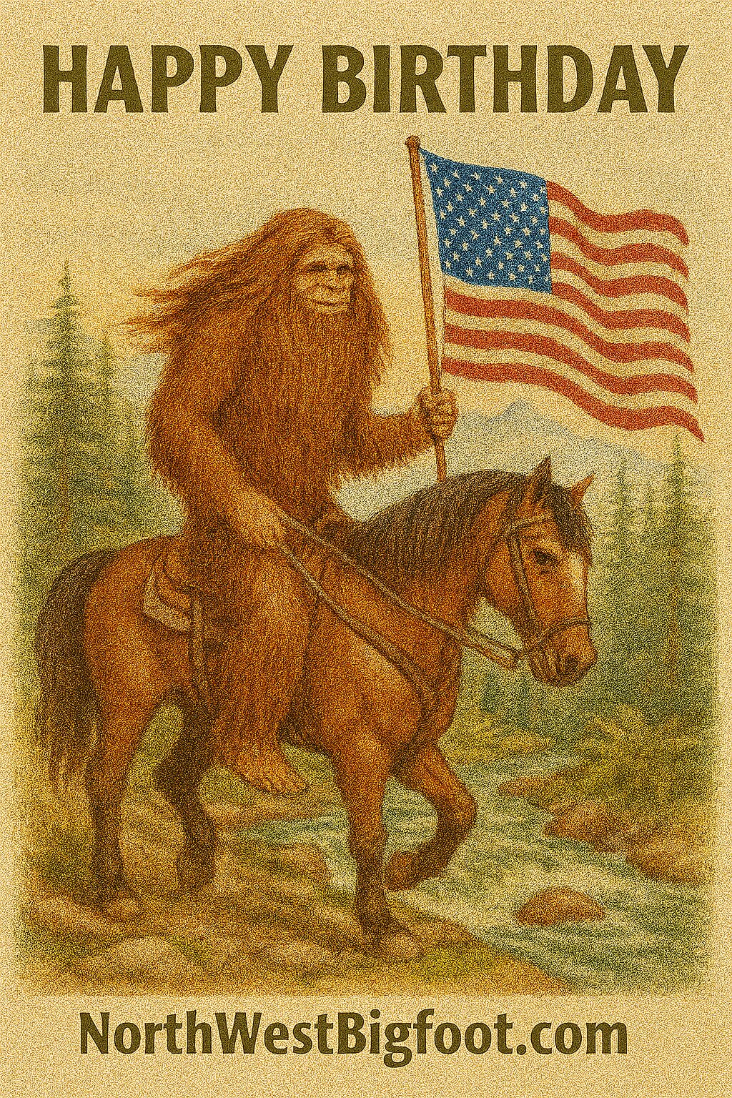 Bigfoot Birthday eCards - USA Flag #5
